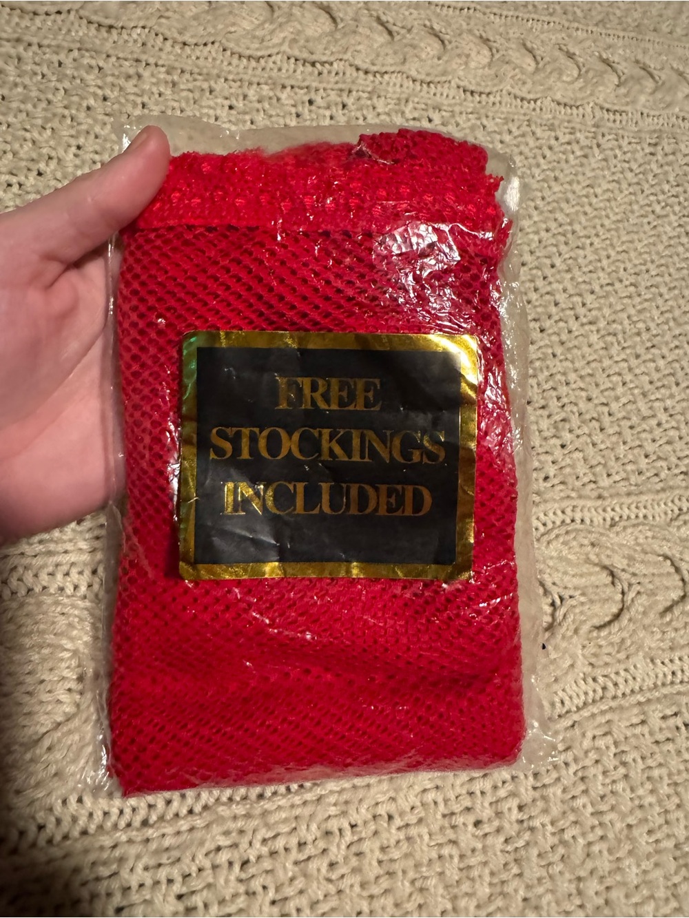 Red Fishnet Hosiery Set with Free Stockings